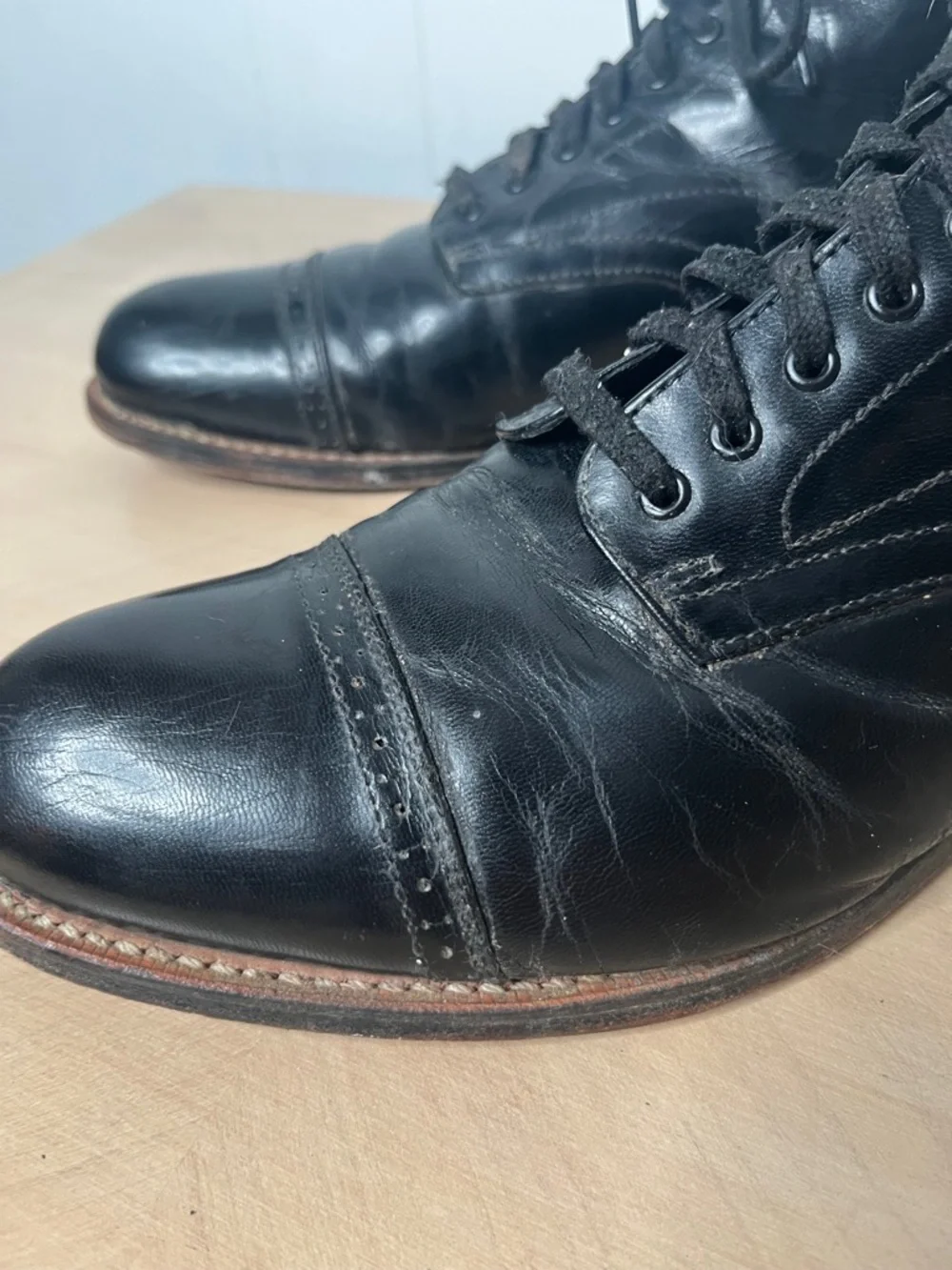 Stacy Adams Madison Cap-Toe Lace-Up Men's Boot Black Leather Size 10.5 D